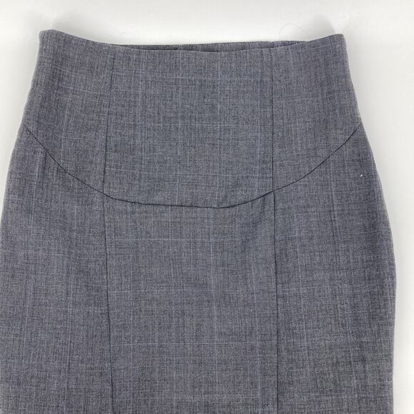 Geren Ford Womens Gray Plaid Wool Midi Pencil Skirt Ruched Details Size 0 New - Picture 7 of 13